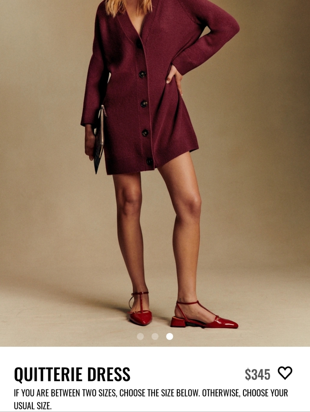 Sezane Quitterie Knit Dress Size M Burgundy